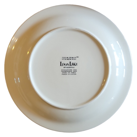 1 Vtg Folkcraft Stoneware Loon Lake Scotty Z Dinner Plate Oven To Table 10 7/8" - Picture 2 of 3